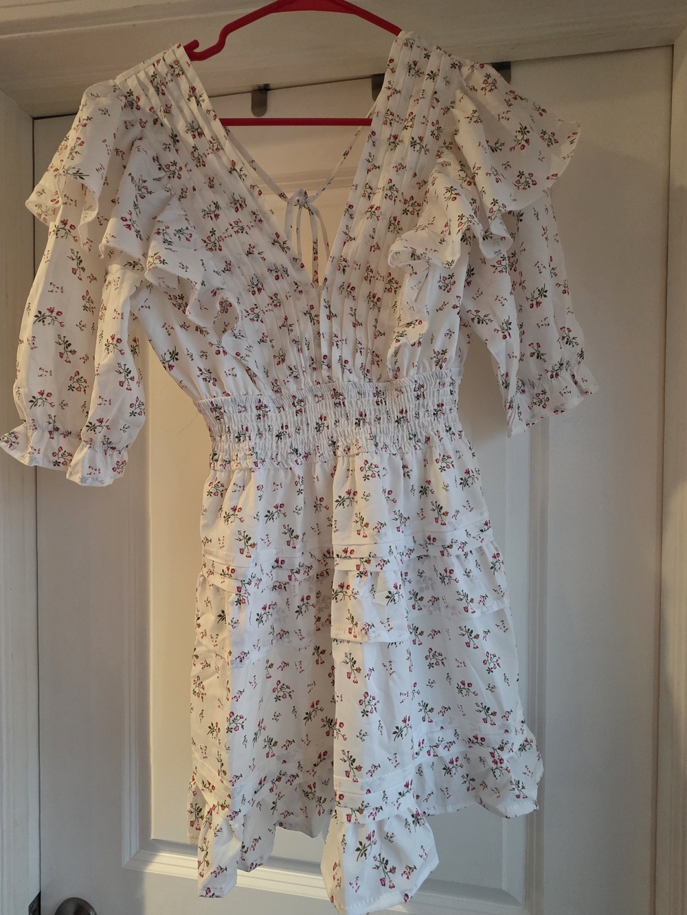 White Floral Ruffle Dress